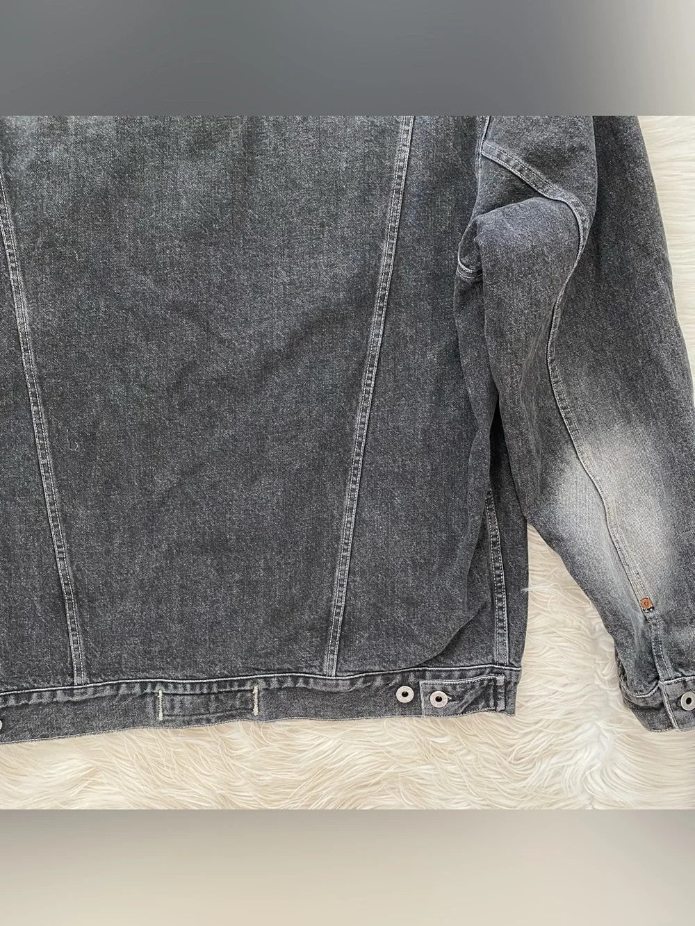 Guess Men’s Washed Black Distressed Cotton Denim Jean Jacket Y2K Vintage 00s XL